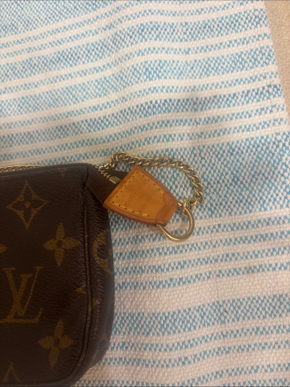 Louis Vuitton Brown Monogram Mini Pochette with Gold Chain - Picture 6 of 9